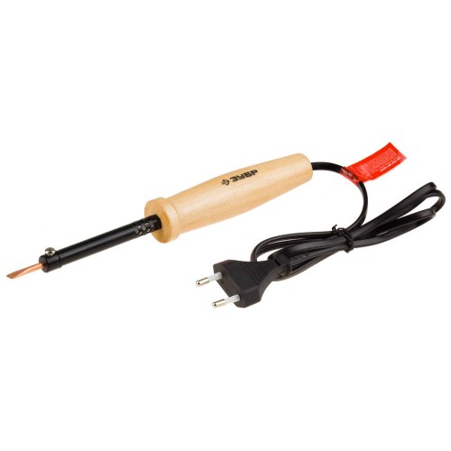ЗУБР 40 Вт, клин, электропаяльник с деревянной рукояткой (55405-40)