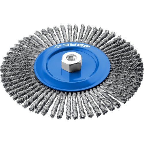 ЗУБР 200 мм, жгутированная стальная проволока 0.5 мм, щетка дисковая для УШМ, Профессионал (35192-200)