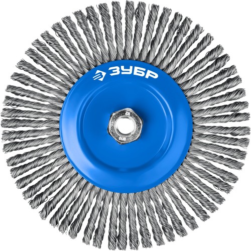ЗУБР 200 мм, жгутированная стальная проволока 0.5 мм, щетка дисковая для УШМ, Профессионал (35192-200)