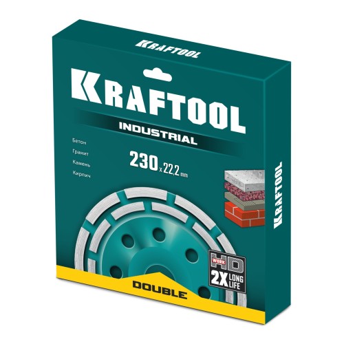 KRAFTOOL Double d 230 мм, двухрядная алмазная чашка, INDUSTRIAL (33369-230) KRAFTOOL Double d 230 мм, двухрядная алмазная чашка, INDUSTRIAL (33369-230)