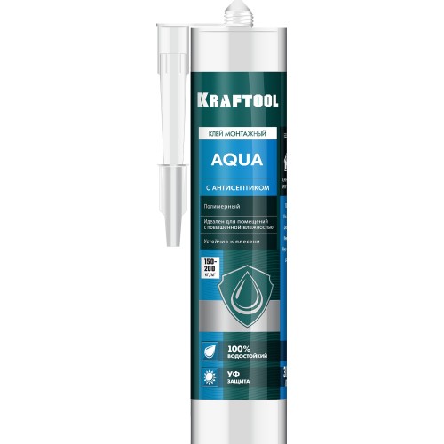 KRAFTOOL AQUA, 310 мл, белый, водостойкий монтажный клей (41345) KRAFTOOL AQUA, 310 мл, белый, водостойкий монтажный клей (41345)