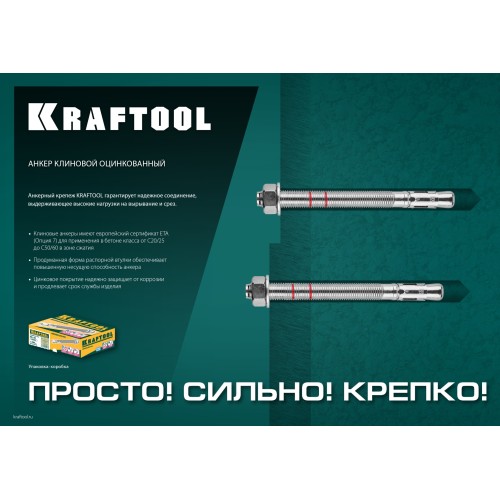KRAFTOOL ETA Опция 7, М10 х 100, 50 шт, клиновой анкер (302184-10-100) KRAFTOOL ETA Опция 7, М10 х 100, 50 шт, клиновой анкер (302184-10-100)