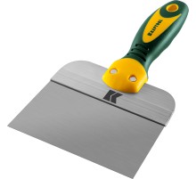 KRAFTOOL 150 мм, широкое полотно, алюминиевая направляющая, двухкомпонентная ручка, нержавеющий, фасадный шпатель (10036-150)