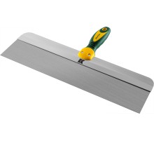 KRAFTOOL 450 мм, широкое полотно, алюминиевая направляющая, двухкомпонентная ручка, нержавеющий, фасадный шпатель (10036-450)