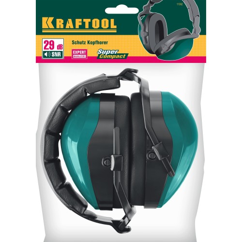 KRAFTOOL PROFI защита до 109 дБ, шарнирное крепление чашек, защитные наушники со складным мягким оголовьем (11362)