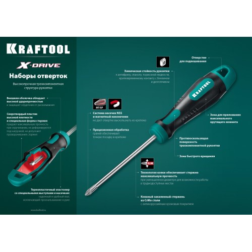 KRAFTOOL Х-Drive-8, 8 шт, набор отверток (250081-H8) KRAFTOOL Х-Drive-8, 8 шт, набор отверток (250081-H8)