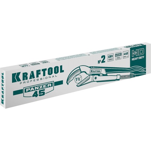 KRAFTOOL PANZER-45, №2, 1.5″, 440 мм, трубный ключ с изогнутыми губками (2735-15)