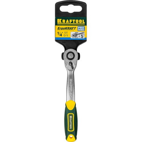 KRAFTOOL 1/4″, 72 зубца, изогнутая трещотка для торцовых головок, Pro (27795-1/4)