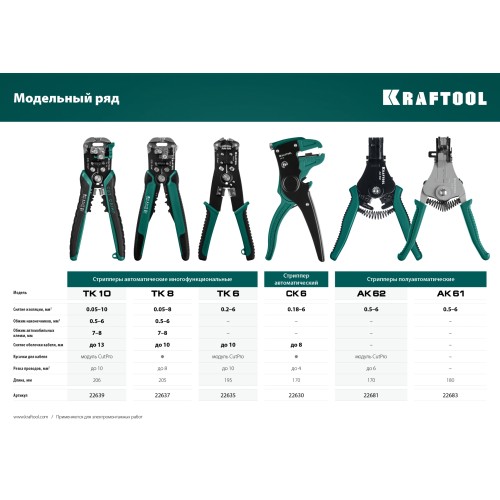 KRAFTOOL TK-8, 0.05 - 8 мм2, автоматический стриппер (22637)