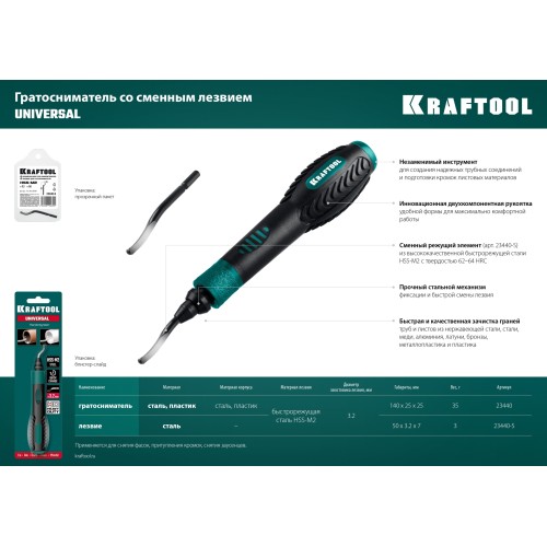 KRAFTOOL Universal, гратосниматель для зачистки граней труб и листов (23440) KRAFTOOL Universal, гратосниматель для зачистки граней труб и листов (23440)