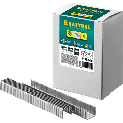 KRAFTOOL тип 21GA (80/Pr A/Senco AT) 10 мм, 5000 шт, скобы для степлера (31780-10) KRAFTOOL тип 21GA (80/Pr A/Senco AT) 10 мм, 5000 шт, скобы для степлера (31780-10)