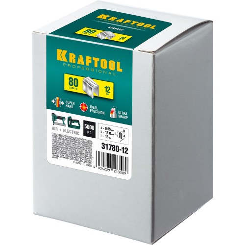 KRAFTOOL тип 21GA (80/Pr A/Senco AT) 12 мм, 5000 шт, скобы для степлера (31780-12)