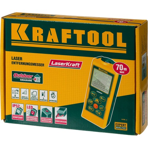 KRAFTOOL Laser-Kraft, 5 см - 70 м, лазерный дальномер (34760) KRAFTOOL Laser-Kraft, 5 см - 70 м, лазерный дальномер (34760)