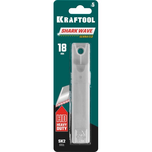 KRAFTOOL 18 мм, 5 шт, серрейторные сегментированные лезвия для сложных материалов (09604-18-S5)