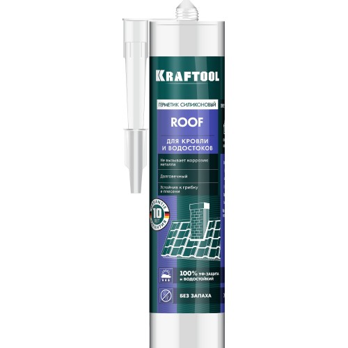 KRAFTOOL ROOF, 300 мл, прозрачный, кровельный силиконовый герметик (41258-2) KRAFTOOL ROOF, 300 мл, прозрачный, кровельный силиконовый герметик (41258-2)