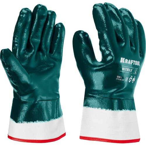 KRAFTOOL HYKRAFT Heavy Duty - особопрочные, L (9), с крагой, нитриловое покрытие, высокая защита от нефтепродуктов, перчатки (11288-L) KRAFTOOL HYKRAFT Heavy Duty - особопрочные, L (9), с крагой, нитриловое покрытие, высокая защита от нефтепродуктов, перчатки (11288-L)