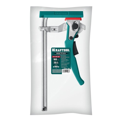 KRAFTOOL KRAFTFLEX, KLT-160, 160/60 мм, универсальная, цельнокованая, рычажная, быстрозажимная, в T-track струбцина (32331-160)