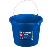 ЗУБР 12 л, первичный высокопрочный пластик, с носиком, усиленное строительное ведро, Профессионал (06091-12)