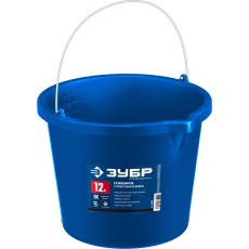 ЗУБР 12 л, первичный высокопрочный пластик, с носиком, усиленное строительное ведро, Профессионал (06091-12)
