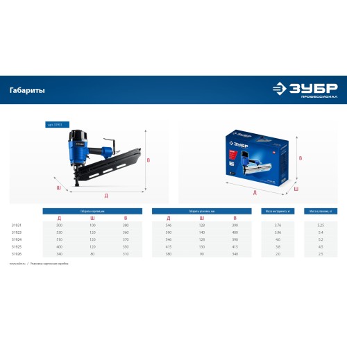 ЗУБР SN34-90A, пневматический нейлер для реечных гвоздей ЗУБР SN34/D34 (50-90 мм), Профессионал (31925)