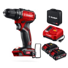 ЗУБР 20 В, 45 Н·м, 2 АКБ LMS (2 А·ч), бесщеточная дрель-шуруповерт, сумка (ДБ-45-22)
