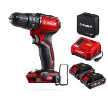 ЗУБР 20 В, 45 Н·м, 2 АКБ LMS (2 А·ч), бесщеточная ударная дрель-шуруповерт, сумка (ДБУ-45-22)