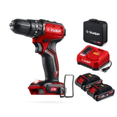 ЗУБР 20 В, 45 Н·м, 2 АКБ LMS (2 А·ч), бесщеточная ударная дрель-шуруповерт, сумка (ДБУ-45-22)