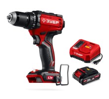 ЗУБР 20 В, 65 Н·м, 1 АКБ LMS (2 А·ч), бесщеточная дрель-шуруповерт (ДБ-65-21)