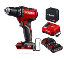 ЗУБР 20 В, 65 Н·м, 2 АКБ LMS (2 А·ч), бесщеточная дрель-шуруповерт, сумка (ДБ-65-22)