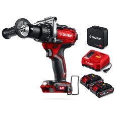 ЗУБР 20 В, 165 Н·м, 2 АКБ LMS (2 А·ч), бесщеточная дрель-шуруповерт, сумка (ДБ-165-22)