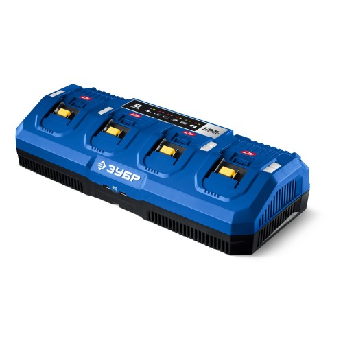 ЗУБР Turbo CHARGE, 20 В, 4 порта, 4 х 9 А, зарядное устройство для LMS АКБ, ПРОФЕССИОНАЛ (TC-20-4)