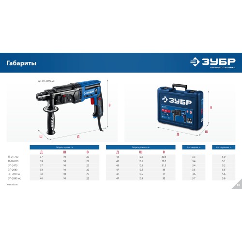 ЗУБР 24 мм, 750 Вт, перфоратор SDS Plus (П-24-750)