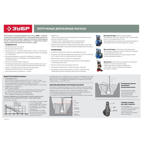 ЗУБР 300 Вт, дренажный насос для резервуаров (бочковой) (НПБ-300)