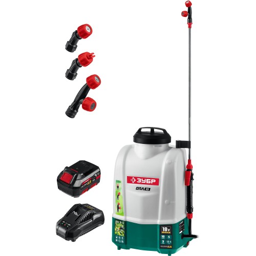 ЗУБР 10 л, 1 АКБ 4 А·ч, аккумуляторный опрыскиватель (ОПЛ-10-41)