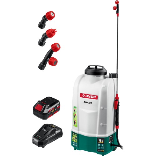 ЗУБР 15 л, 1 АКБ 4 А·ч, аккумуляторный опрыскиватель (ОПЛ-15-41)