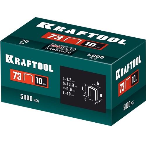 KRAFTOOL 10 мм, тип 73, 5000 шт, скобы для плайера (31773-10)