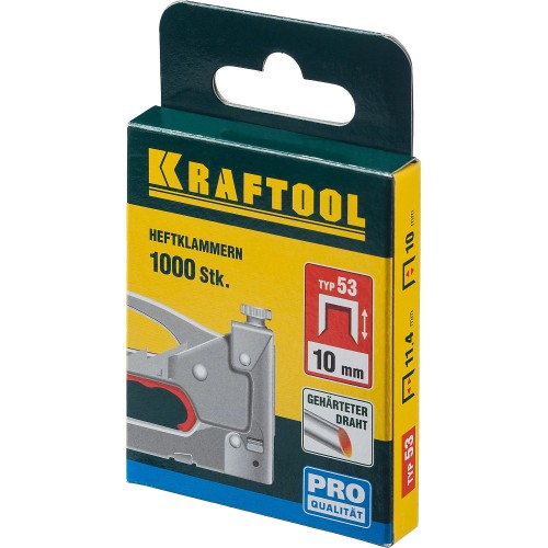 KRAFTOOL тип 53 (A/10/JT21) 10 мм, 1000 шт, калибр 23GA, скобы для степлера (31670-10)