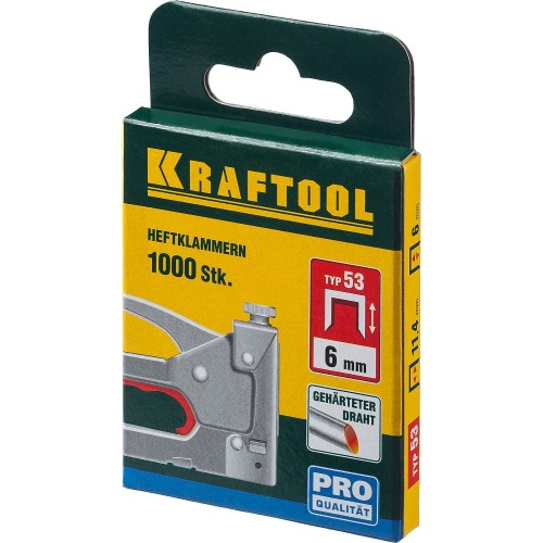 KRAFTOOL узкие, тип 53 (A/10/JT21) 23GA 18 мм, 1000 шт, скобы для степлера (31670-18)