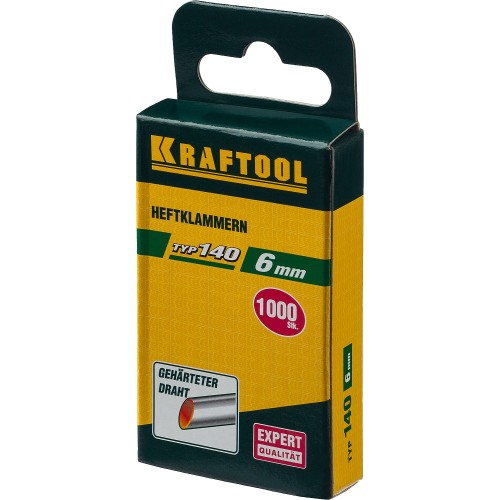 KRAFTOOL тип 140 (G/11/57) 6 мм, 1000 шт, калибр 20GA, скобы для степлера (31680-06)