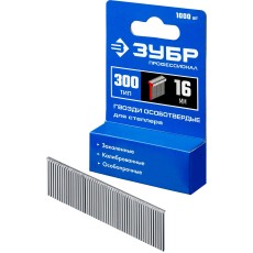 ЗУБР тип 18GA (47/300/F) 16 мм, 1000 шт, гвозди для нейлера, Профессионал (31643-16)