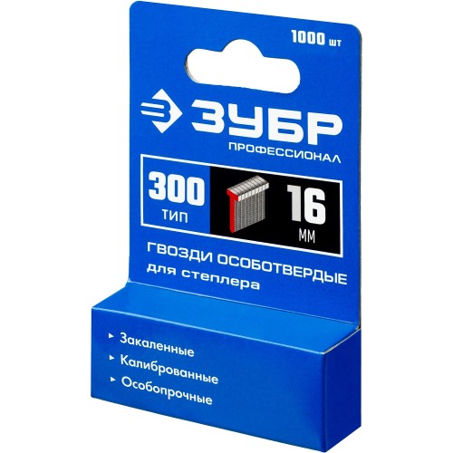 ЗУБР тип 18GA (47/300/F) 16 мм, 1000 шт, гвозди для нейлера, Профессионал (31643-16)