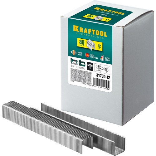 KRAFTOOL тип 21GA (80/Pr A/Senco AT) 12 мм, 5000 шт, скобы для степлера (31780-12)