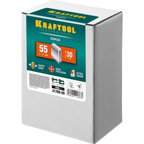 KRAFTOOL тип 18GA (55/90/C) 30 мм, 5000 шт, скобы для степлера (31789-30)