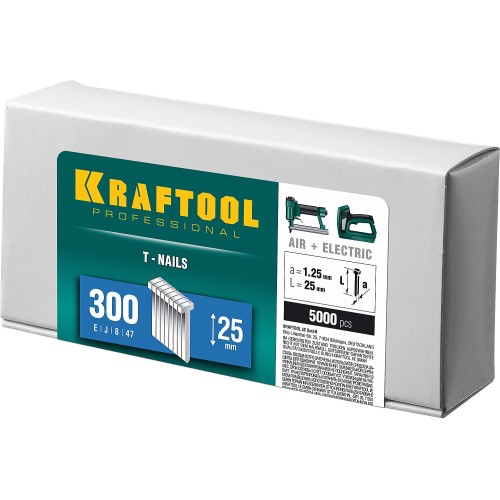 KRAFTOOL тип 18GA (47/300/F) 25 мм, 5000 шт, гвозди для нейлера (31785-25)