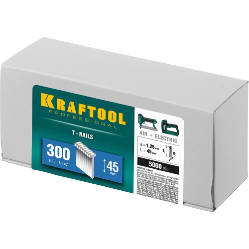 KRAFTOOL тип 18GA (47/300/F) 45 мм, 5000 шт, гвозди для нейлера (31785-45)