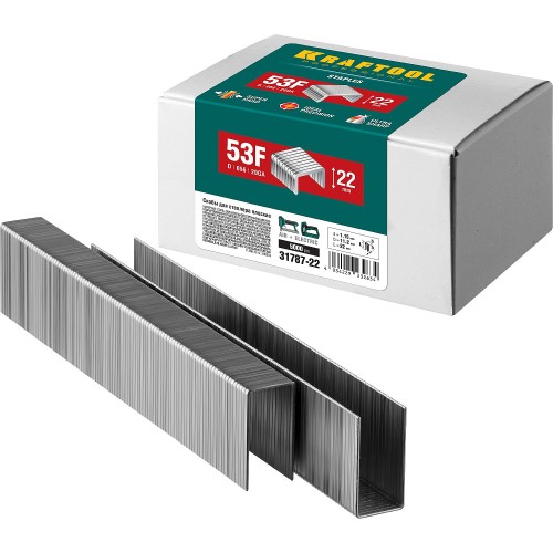 KRAFTOOL тип 20GA (53F/D/056) 22 мм, 5000 шт, скобы для степлера (31787-22)