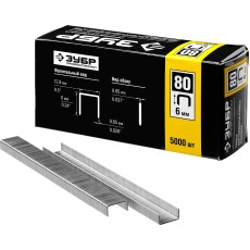 ЗУБР тип 21GA (80/Pr A/Senco AT) 6 мм, 5000 шт, скобы для степлера, Профессионал (31880-06)