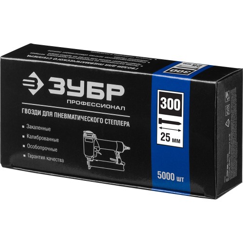ЗУБР тип 18GA (47/300/F) 25 мм, 5000 шт, гвозди для нейлера, Профессионал (31830-25)