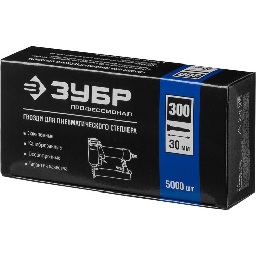 ЗУБР тип 18GA (47/300/F) 30 мм, 5000 шт, гвозди для нейлера, Профессионал (31830-30)