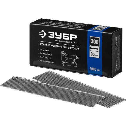 ЗУБР тип 18GA (47/300/F) 35 мм, 5000 шт, гвозди для нейлера, Профессионал (31830-35)